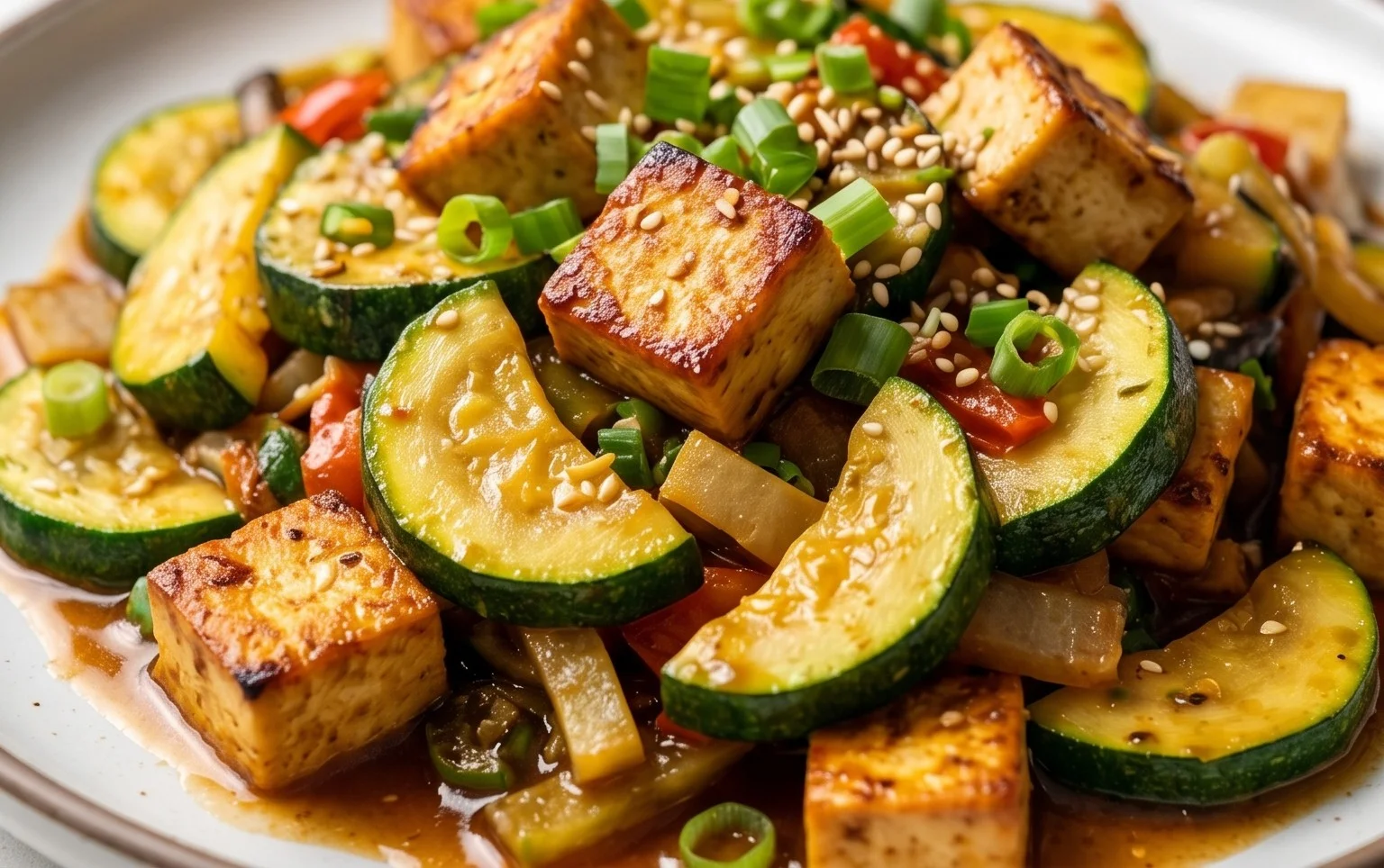 Zucchini Stir Fry With Tofu (Vegan)
