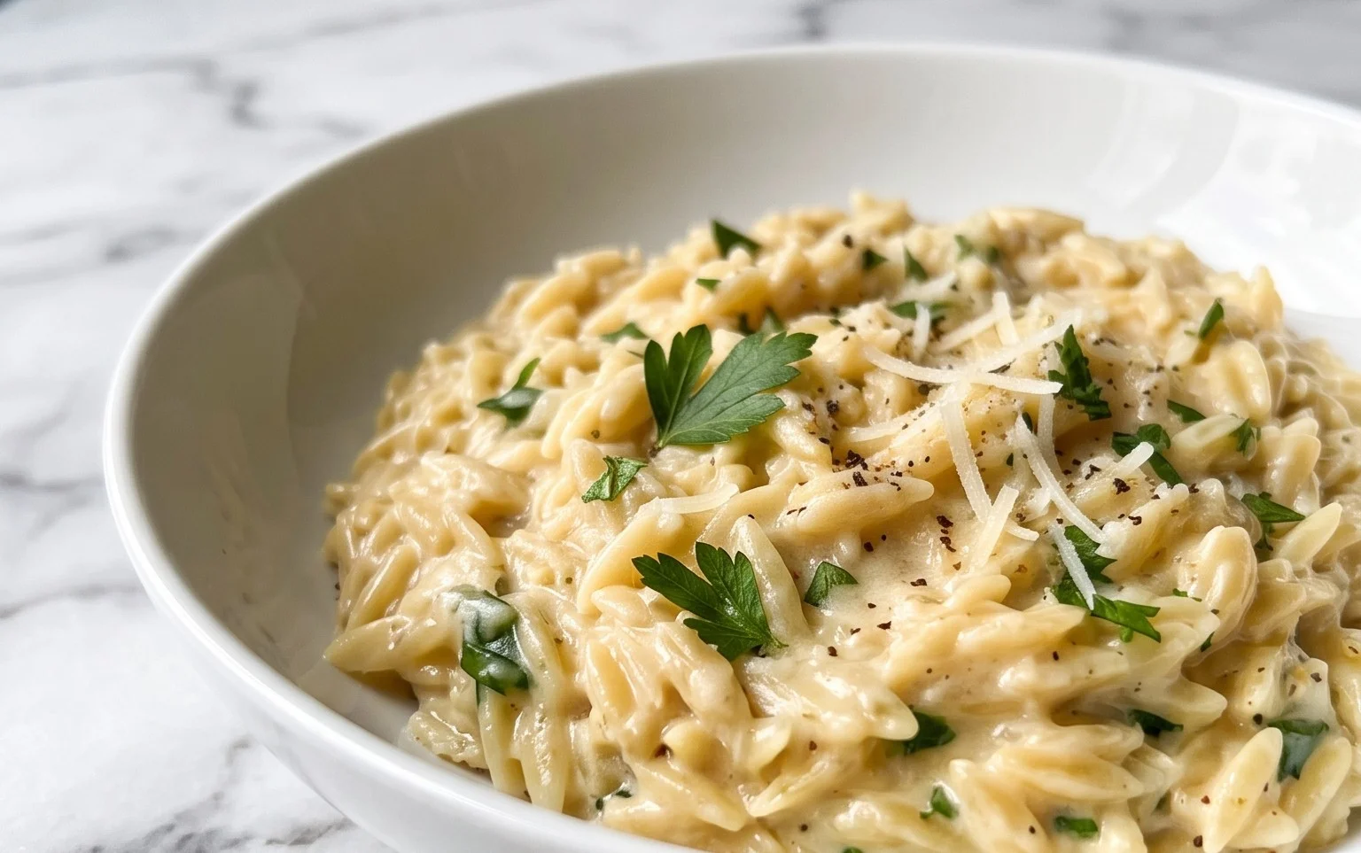 Creamy Garlic Parmesan Orzo