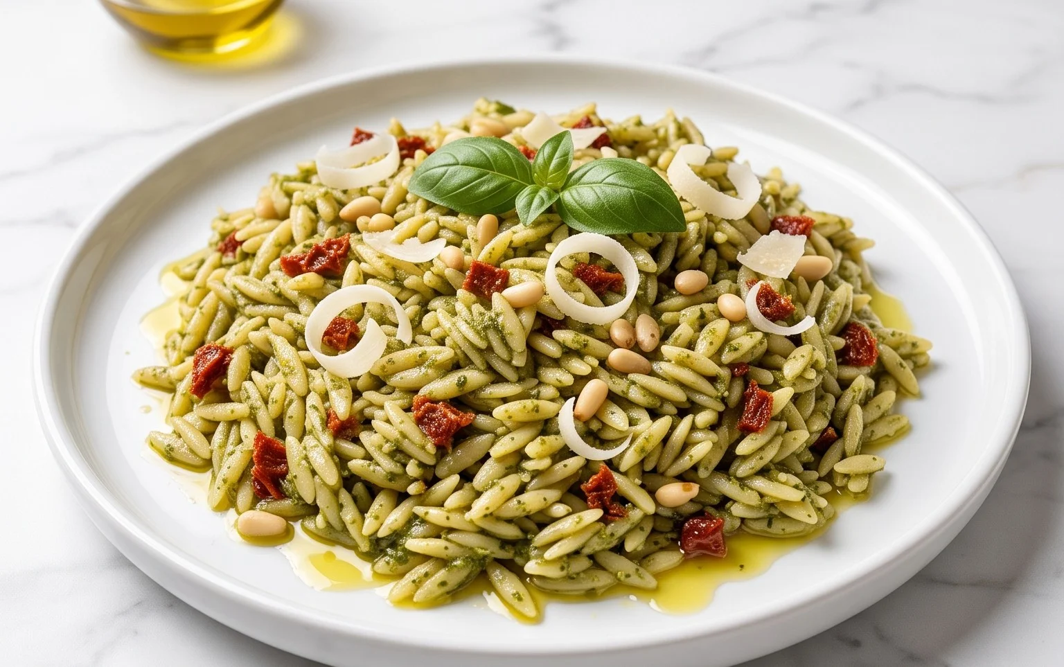 Sun Dried Tomato Orzo Pesto Salad