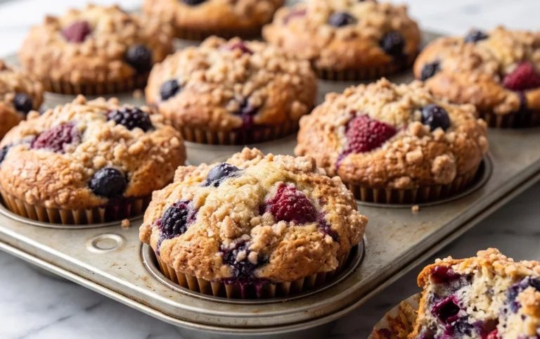 Bakery Style Mixed Berry Muffins | with Frozen Berries