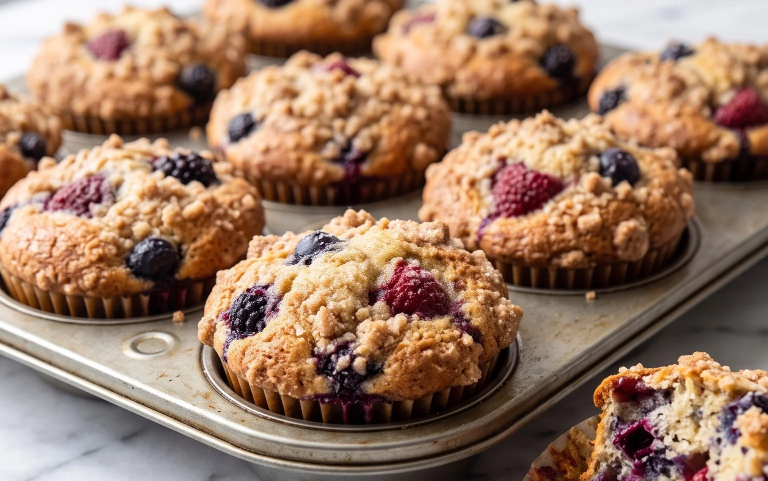 Bakery Style Mixed Berry Muffins | with Frozen Berries