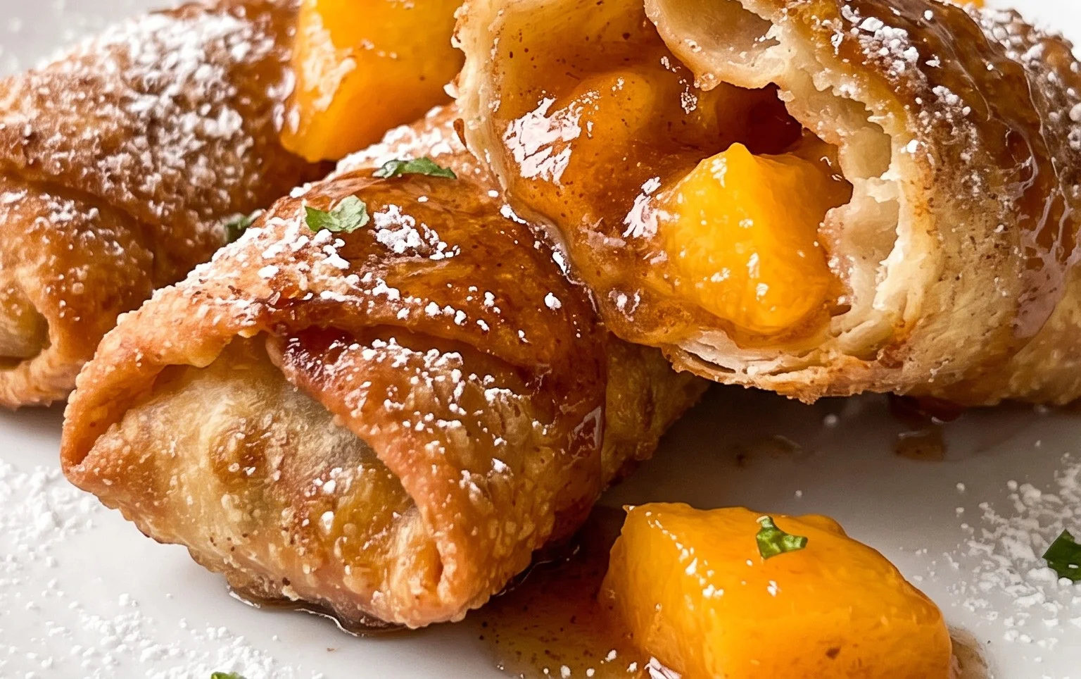 Peach Cobbler Egg Rolls