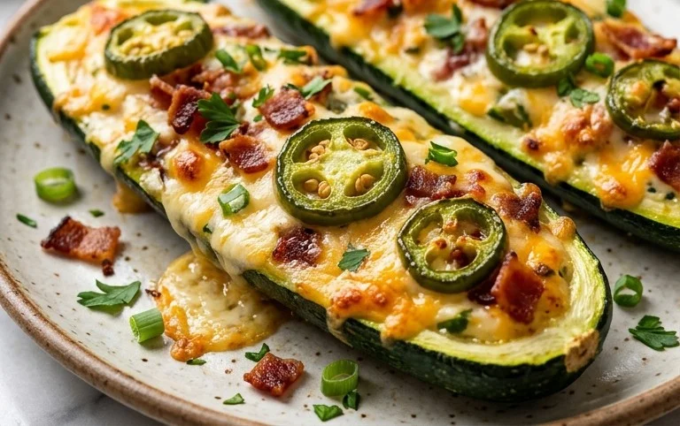 Jalapeno Popper Zucchini Boats