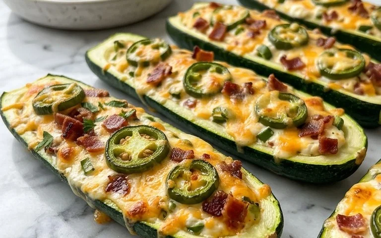 Jalapeno Popper Zucchini Boats