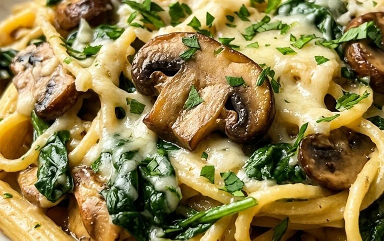 Parmesan Spinach Mushroom Pasta Skillet