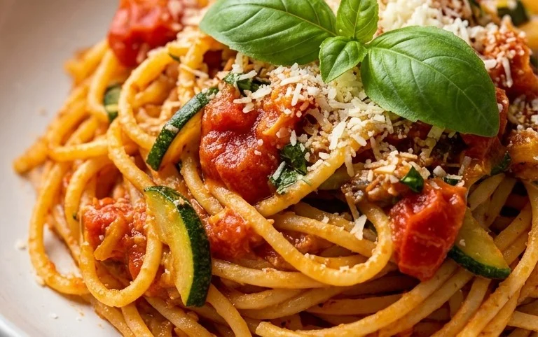 Healthy Tomato Zucchini Pasta