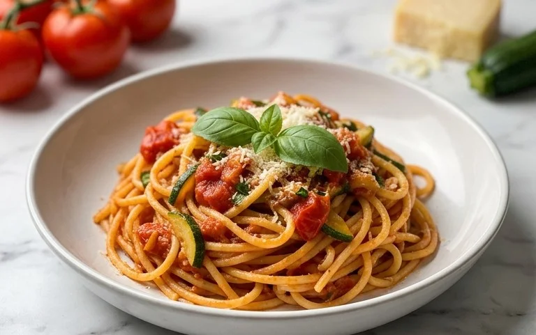 Healthy Tomato Zucchini Pasta