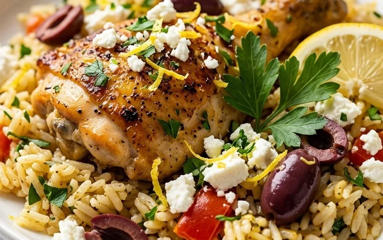 Greek Chicken and Lemon Rice (30 Minutes, One-Pot)
