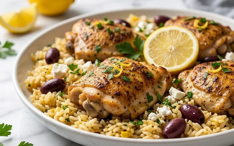 Greek Chicken and Lemon Rice (30 Minutes, One-Pot)