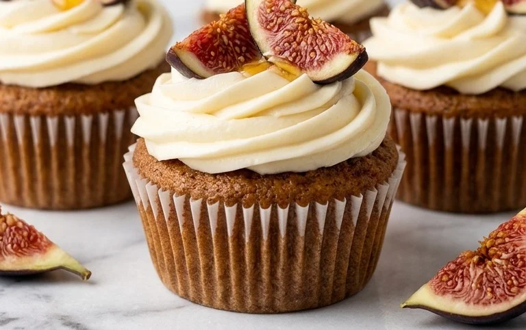 Fig Cupcakes with Honey Cream Cheese Frosting
