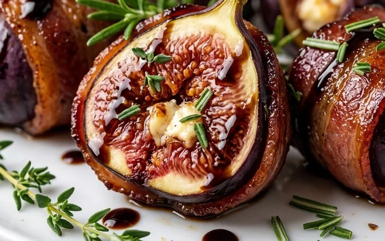 Beef Bacon Wrapped Stuffed Figs