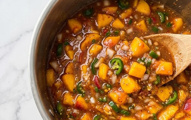 Sweet & Spicy Peach Salsa Canning Recipe
