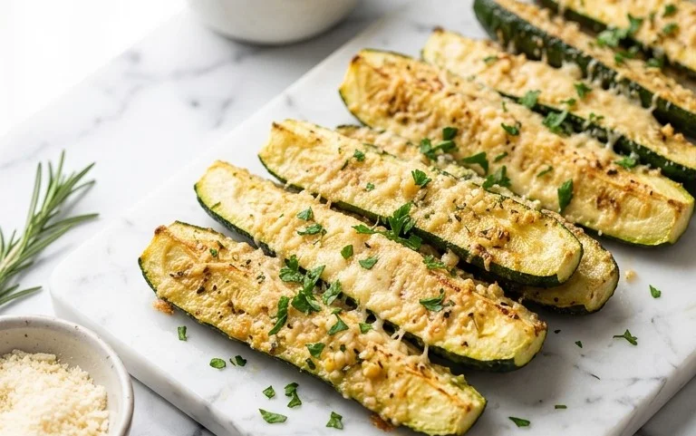 Irresistibly Crunchy Garlic Parmesan Roasted Zucchini